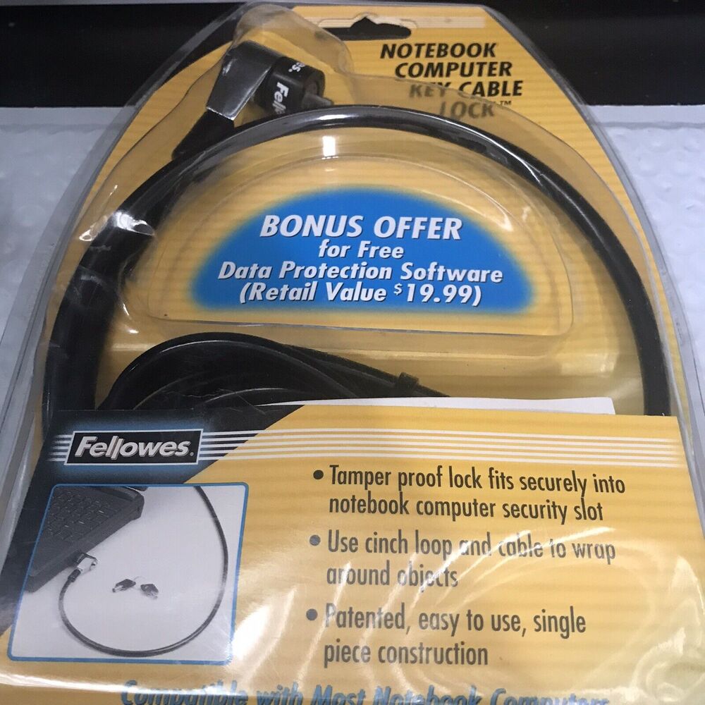Fellowes Notebook Computer Key Cable Lock 6 Ft Cinch Loop W/ 2 Keys for Laptops - Picture 5 of 5